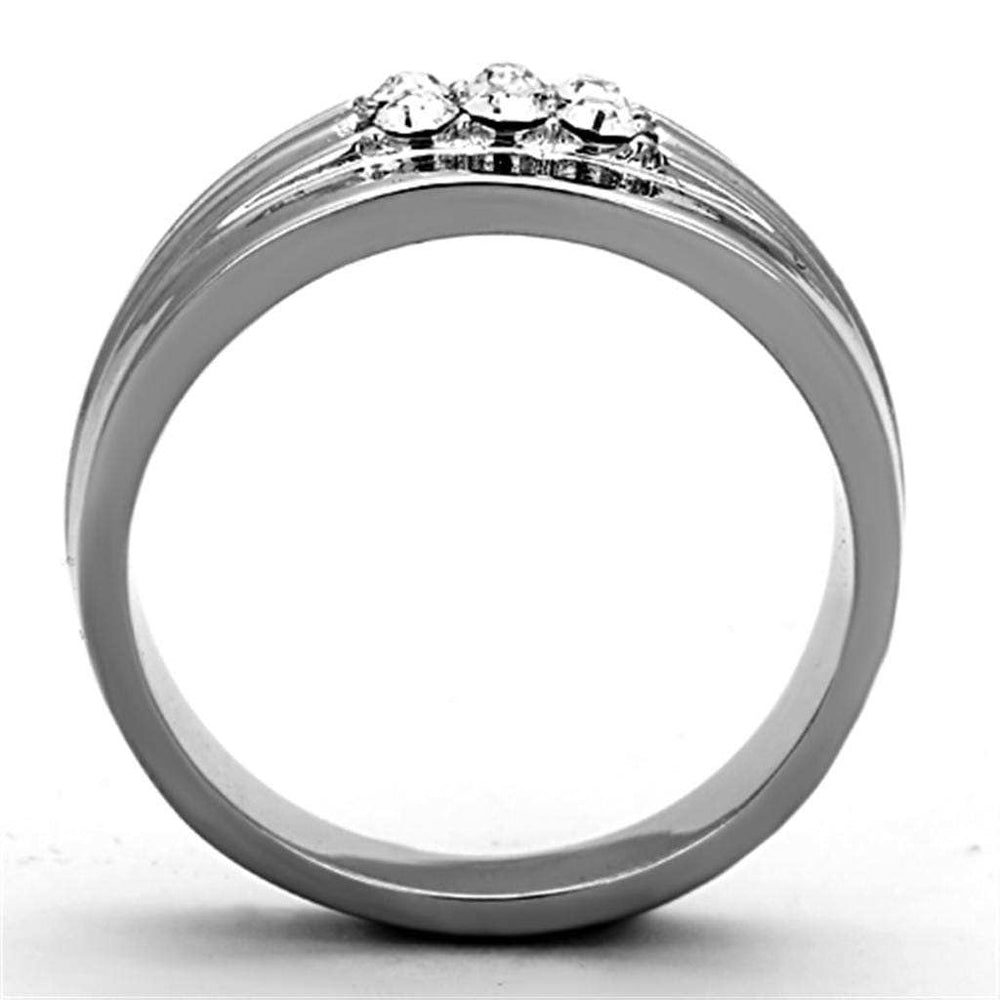 TK1357 - High polished (no plating) Stainless Steel Ring with Top Grade Crystal in Clear - Alamode - Flyclothing LLC