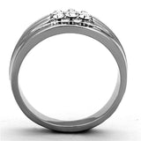 TK1357 - High polished (no plating) Stainless Steel Ring with Top Grade Crystal in Clear - Alamode - Flyclothing LLC