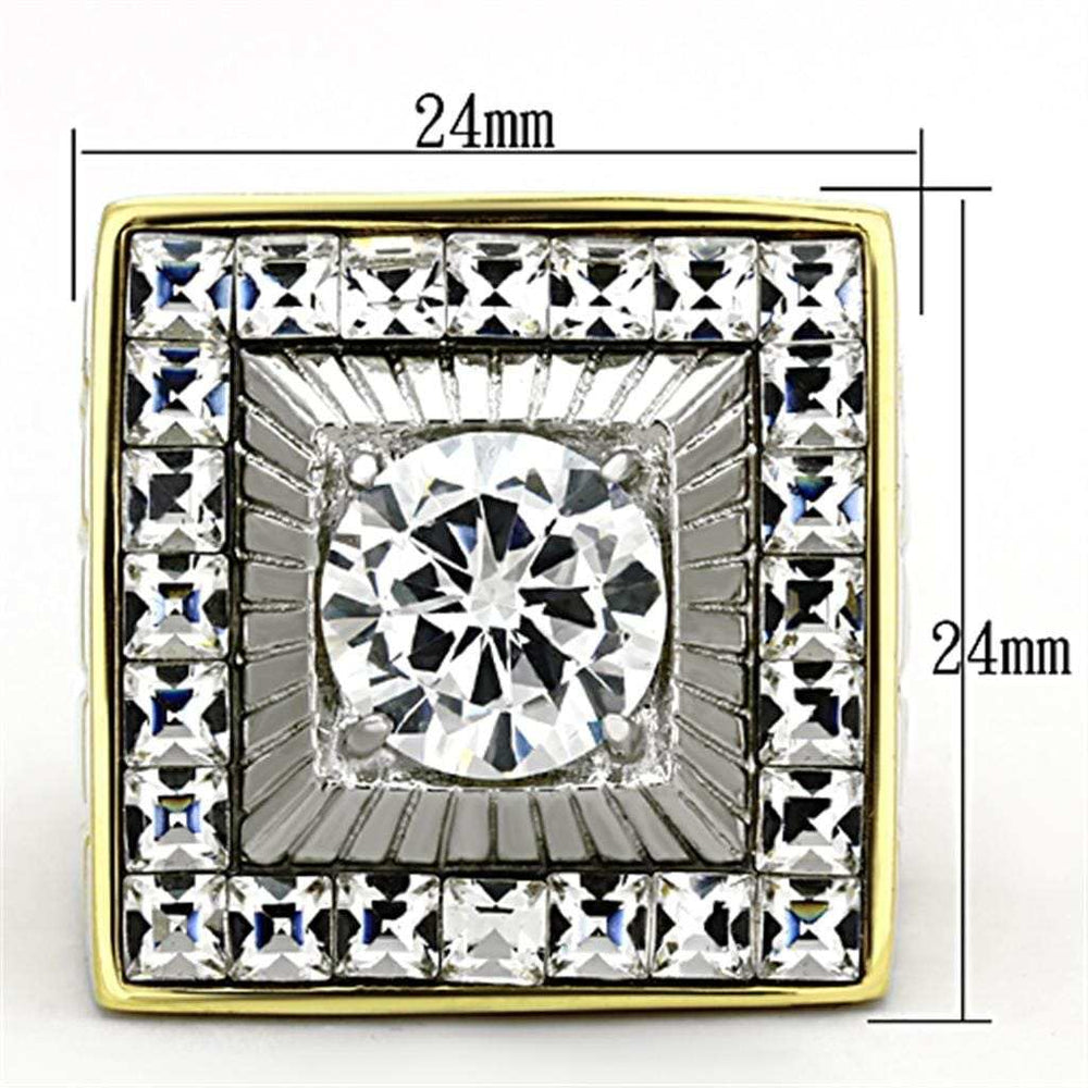 TK1359 - Two-Tone IP Gold (Ion Plating) Stainless Steel Ring with AAA Grade CZ in Clear - Alamode - Flyclothing LLC