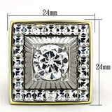 TK1359 - Two-Tone IP Gold (Ion Plating) Stainless Steel Ring with AAA Grade CZ in Clear - Alamode - Flyclothing LLC