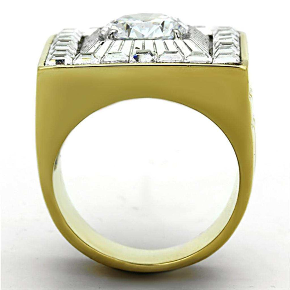 TK1359 - Two-Tone IP Gold (Ion Plating) Stainless Steel Ring with AAA Grade CZ in Clear - Alamode - Flyclothing LLC
