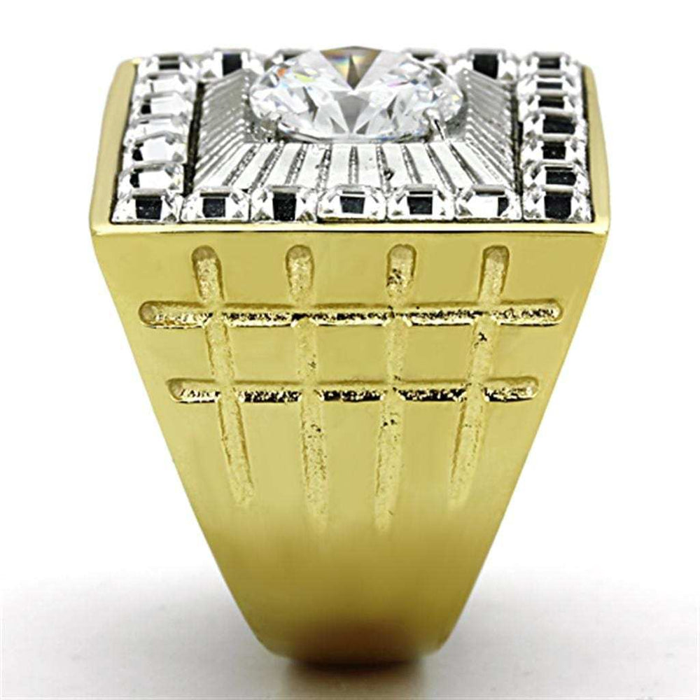 TK1359 - Two-Tone IP Gold (Ion Plating) Stainless Steel Ring with AAA Grade CZ in Clear - Alamode - Flyclothing LLC