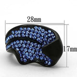 TK1362 - IP Black(Ion Plating) Stainless Steel Ring with Top Grade Crystal in Sapphire - Alamode - Flyclothing LLC