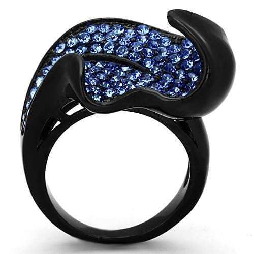 TK1362 - IP Black(Ion Plating) Stainless Steel Ring with Top Grade Crystal in Sapphire - Alamode - Flyclothing LLC