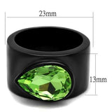TK1363J - IP Black(Ion Plating) Stainless Steel Ring with Top Grade Crystal in Peridot - Alamode - Flyclothing LLC