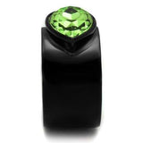TK1363J - IP Black(Ion Plating) Stainless Steel Ring with Top Grade Crystal in Peridot - Alamode - Flyclothing LLC