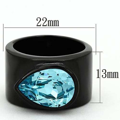 TK1363 - IP Black(Ion Plating) Stainless Steel Ring with Top Grade Crystal in Light Sapphire - Alamode - Flyclothing LLC