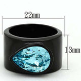 TK1363 - IP Black(Ion Plating) Stainless Steel Ring with Top Grade Crystal in Light Sapphire - Alamode - Flyclothing LLC