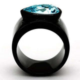 TK1363 - IP Black(Ion Plating) Stainless Steel Ring with Top Grade Crystal in Light Sapphire - Alamode - Flyclothing LLC