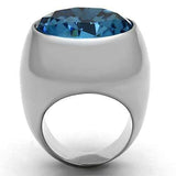 TK1367 - High polished (no plating) Stainless Steel Ring with Synthetic Synthetic Glass in Sea Blue - Alamode - Flyclothing LLC
