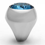 TK1367 - High polished (no plating) Stainless Steel Ring with Synthetic Synthetic Glass in Sea Blue - Alamode - Flyclothing LLC