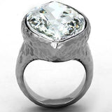 TK1368 - IP rhodium (PVD) Stainless Steel Ring with Top Grade Crystal in Clear - Alamode - Flyclothing LLC