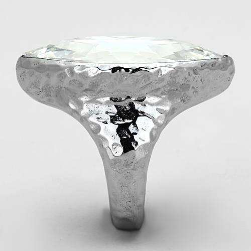 TK1368 - IP rhodium (PVD) Stainless Steel Ring with Top Grade Crystal in Clear - Alamode - Flyclothing LLC