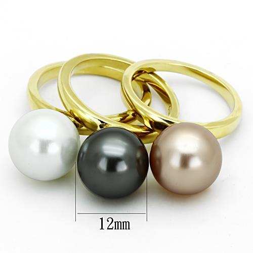 TK1370 - IP Gold(Ion Plating) Stainless Steel Ring with Synthetic Pearl in Multi Color - Alamode - Flyclothing LLC