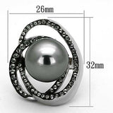 TK1371 - High polished (no plating) Stainless Steel Ring with Synthetic Pearl in Gray - Alamode - Flyclothing LLC