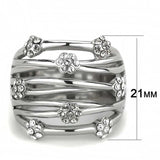 TK1372 - High polished (no plating) Stainless Steel Ring with Top Grade Crystal in Clear - Alamode - Flyclothing LLC