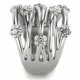 TK1372 - High polished (no plating) Stainless Steel Ring with Top Grade Crystal in Clear - Alamode - Flyclothing LLC