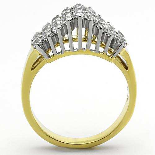 TK1376 - Two-Tone IP Gold (Ion Plating) Stainless Steel Ring with AAA Grade CZ in Clear - Alamode - Flyclothing LLC