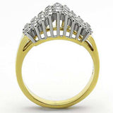 TK1376 - Two-Tone IP Gold (Ion Plating) Stainless Steel Ring with AAA Grade CZ in Clear - Alamode - Flyclothing LLC