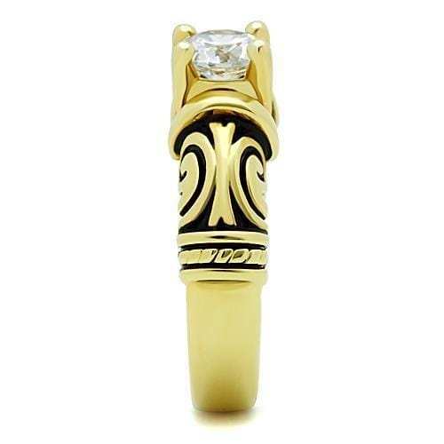 TK1377 - IP Gold(Ion Plating) Stainless Steel Ring with AAA Grade CZ in Clear - Alamode - Flyclothing LLC