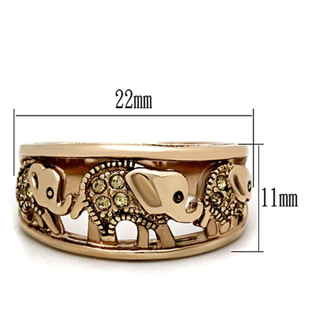 TK1380 - IP Rose Gold(Ion Plating) Stainless Steel Ring with Top Grade Crystal in Citrine Yellow - Alamode - Flyclothing LLC