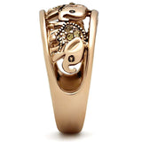 TK1380 - IP Rose Gold(Ion Plating) Stainless Steel Ring with Top Grade Crystal in Citrine Yellow - Alamode - Flyclothing LLC