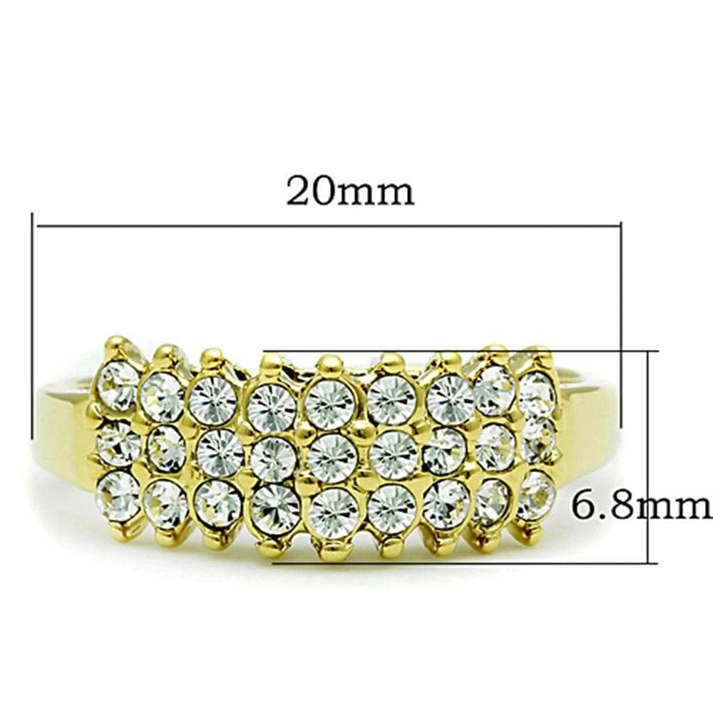 TK1384 - IP Gold(Ion Plating) Stainless Steel Ring with Top Grade Crystal in Clear - Alamode - Flyclothing LLC