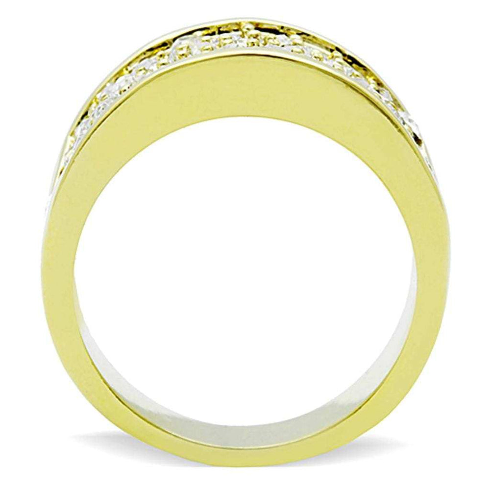TK1385 - IP Gold(Ion Plating) Stainless Steel Ring with Top Grade Crystal in Clear - Alamode - Flyclothing LLC