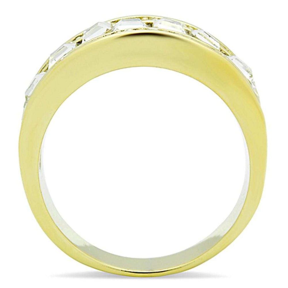 TK1386 - IP Gold(Ion Plating) Stainless Steel Ring with Top Grade Crystal in Clear - Alamode - Flyclothing LLC