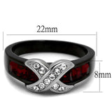 TK1388J - Two-Tone IP Black Stainless Steel Ring with Top Grade Crystal in Siam - Alamode - Flyclothing LLC
