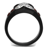 TK1388J - Two-Tone IP Black Stainless Steel Ring with Top Grade Crystal in Siam - Alamode - Flyclothing LLC