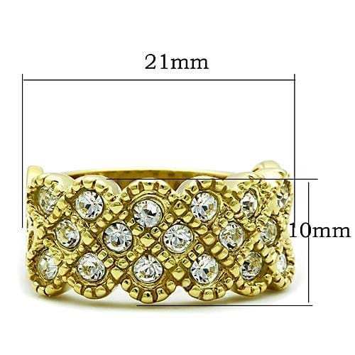 TK1394 - IP Gold(Ion Plating) Stainless Steel Ring with Top Grade Crystal in Clear - Alamode - Flyclothing LLC