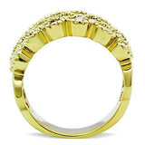 TK1394 - IP Gold(Ion Plating) Stainless Steel Ring with Top Grade Crystal in Clear - Alamode - Flyclothing LLC