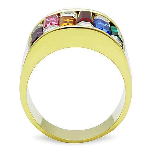 TK1397 - IP Gold(Ion Plating) Stainless Steel Ring with Top Grade Crystal in Multi Color - Alamode - Flyclothing LLC