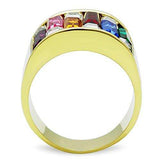 TK1397 - IP Gold(Ion Plating) Stainless Steel Ring with Top Grade Crystal in Multi Color - Alamode - Flyclothing LLC