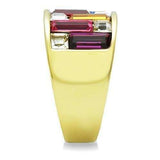 TK1397 - IP Gold(Ion Plating) Stainless Steel Ring with Top Grade Crystal in Multi Color - Alamode - Flyclothing LLC
