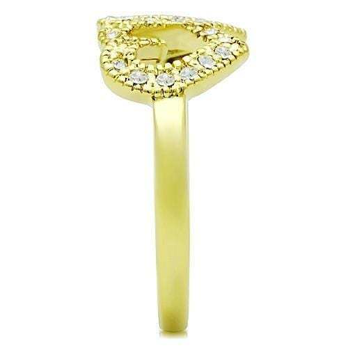 TK1398 - IP Gold(Ion Plating) Stainless Steel Ring with Top Grade Crystal in Clear - Alamode - Flyclothing LLC