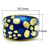 TK1399 - IP Gold(Ion Plating) Stainless Steel Ring with Epoxy in Capri Blue - Alamode - Flyclothing LLC