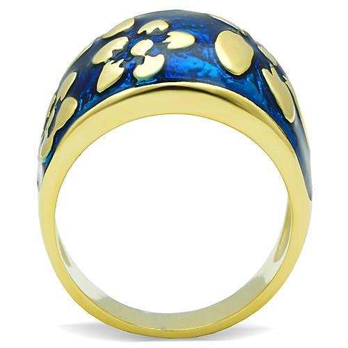 TK1399 - IP Gold(Ion Plating) Stainless Steel Ring with Epoxy in Capri Blue - Alamode - Flyclothing LLC