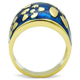 TK1399 - IP Gold(Ion Plating) Stainless Steel Ring with Epoxy in Capri Blue - Alamode - Flyclothing LLC
