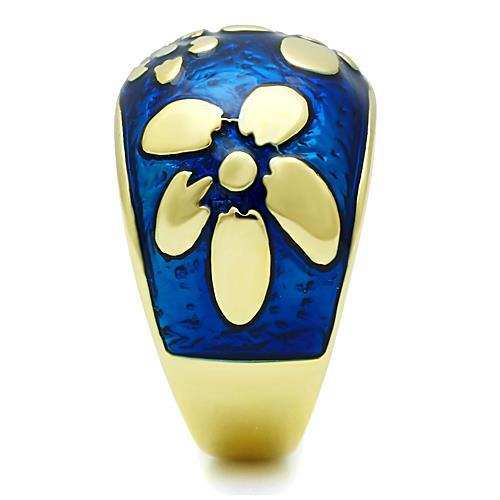 TK1399 - IP Gold(Ion Plating) Stainless Steel Ring with Epoxy in Capri Blue - Alamode - Flyclothing LLC