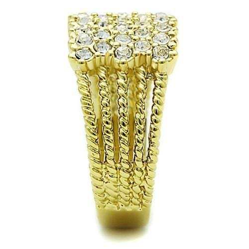 TK1400 - IP Gold(Ion Plating) Stainless Steel Ring with Top Grade Crystal in Clear - Alamode - Flyclothing LLC