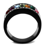 TK1402J - IP Black(Ion Plating) Stainless Steel Ring with Top Grade Crystal in Multi Color - Alamode - Flyclothing LLC