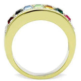 TK1402 - IP Gold(Ion Plating) Stainless Steel Ring with Top Grade Crystal in Multi Color - Alamode - Flyclothing LLC
