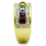 TK1402 - IP Gold(Ion Plating) Stainless Steel Ring with Top Grade Crystal in Multi Color - Alamode - Flyclothing LLC