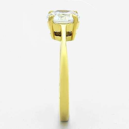 TK1405 - IP Gold(Ion Plating) Stainless Steel Ring with AAA Grade CZ in Clear - Alamode - Flyclothing LLC