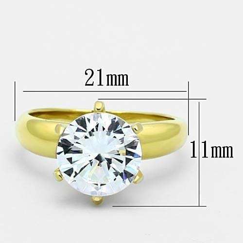 TK1408 - IP Gold(Ion Plating) Stainless Steel Ring with AAA Grade CZ in Clear - Alamode - Flyclothing LLC