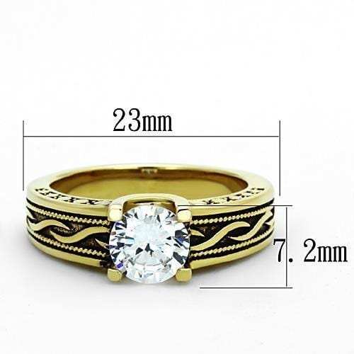 TK1410 - IP Gold(Ion Plating) Stainless Steel Ring with AAA Grade CZ in Clear - Alamode - Flyclothing LLC