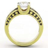 TK1410 - IP Gold(Ion Plating) Stainless Steel Ring with AAA Grade CZ in Clear - Alamode - Flyclothing LLC