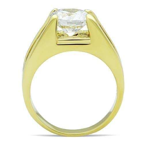TK1411 - IP Gold(Ion Plating) Stainless Steel Ring with AAA Grade CZ in Clear - Alamode - Flyclothing LLC